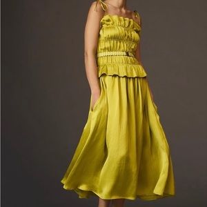 NWT Anthropologie OhSevenDays Silky Ruched Tie-Strap Dress Size Small